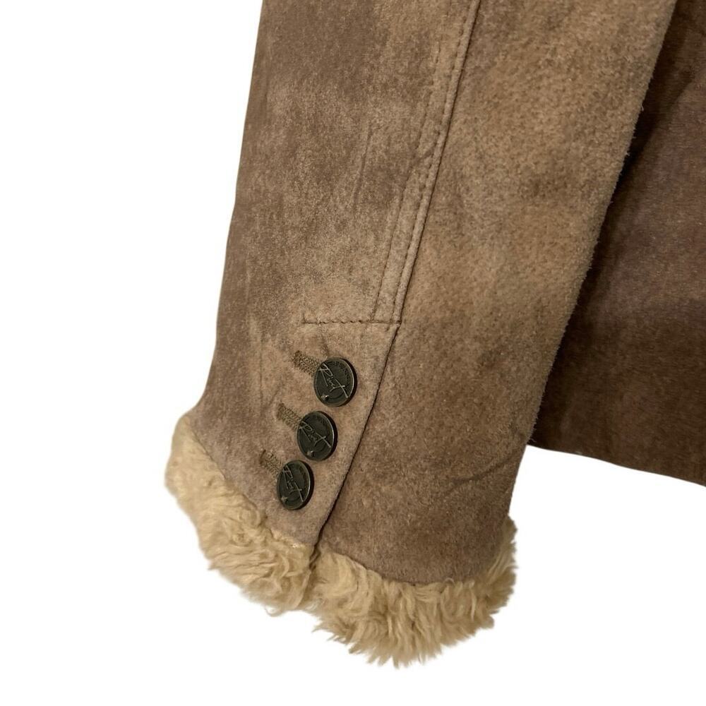 Black Rivet Brown Suede Leather Jacket Quilted Lined Sherpa Western Trucker XL - Picture 12 of 16